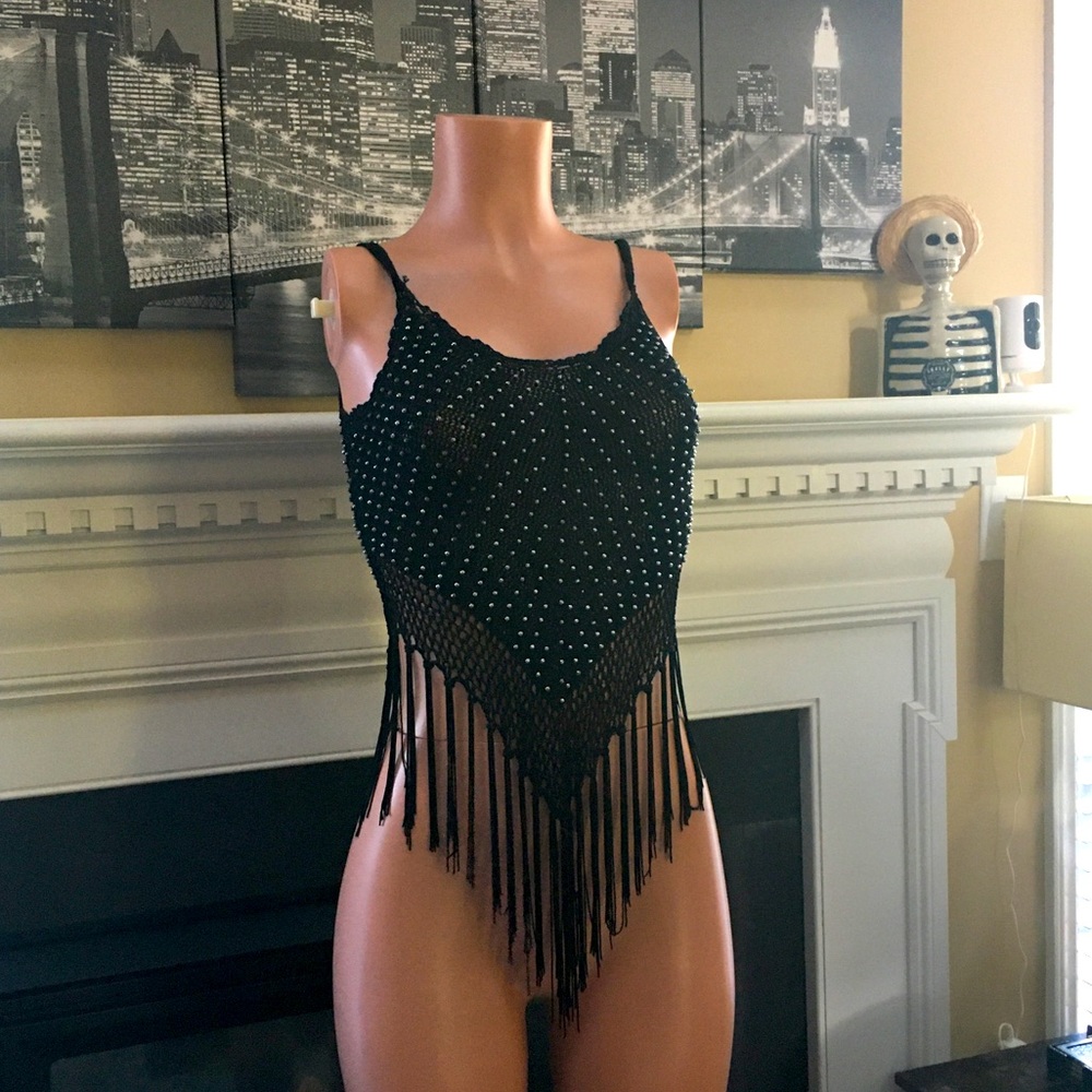 Black beaded top